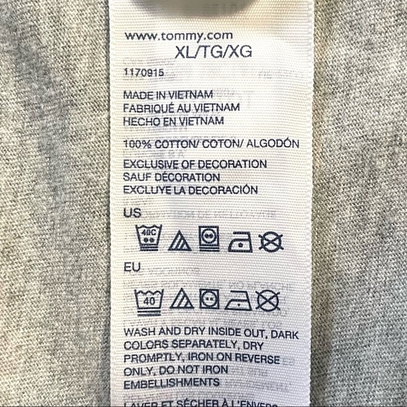 Tommy Hilfiger Grey Striped Logo Short Sleeve Tee XL - Picture 4 of 6
